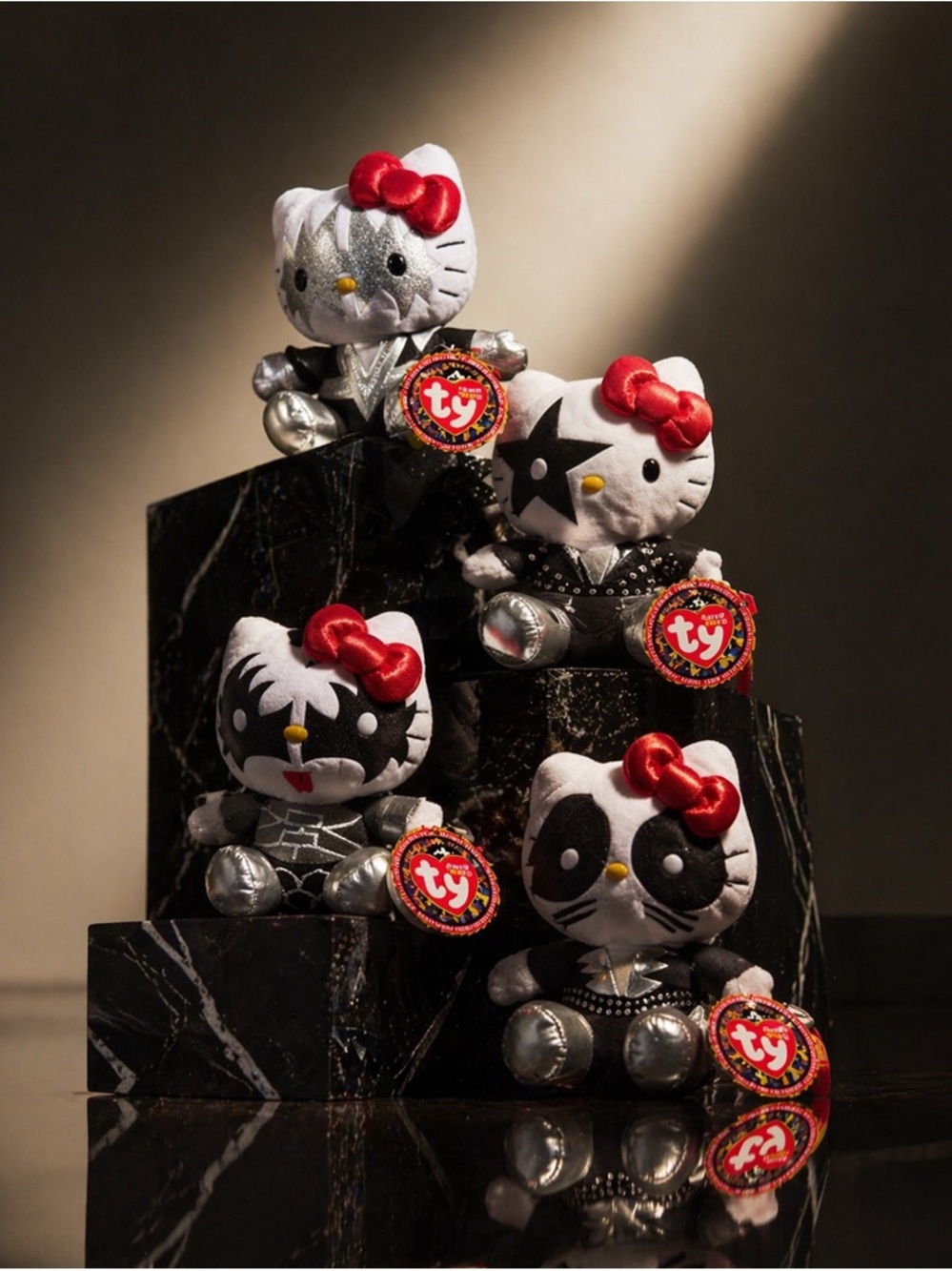 Hello Kitty x KISS Plush Set of 4 TY Beanie Babies NWT Collectible